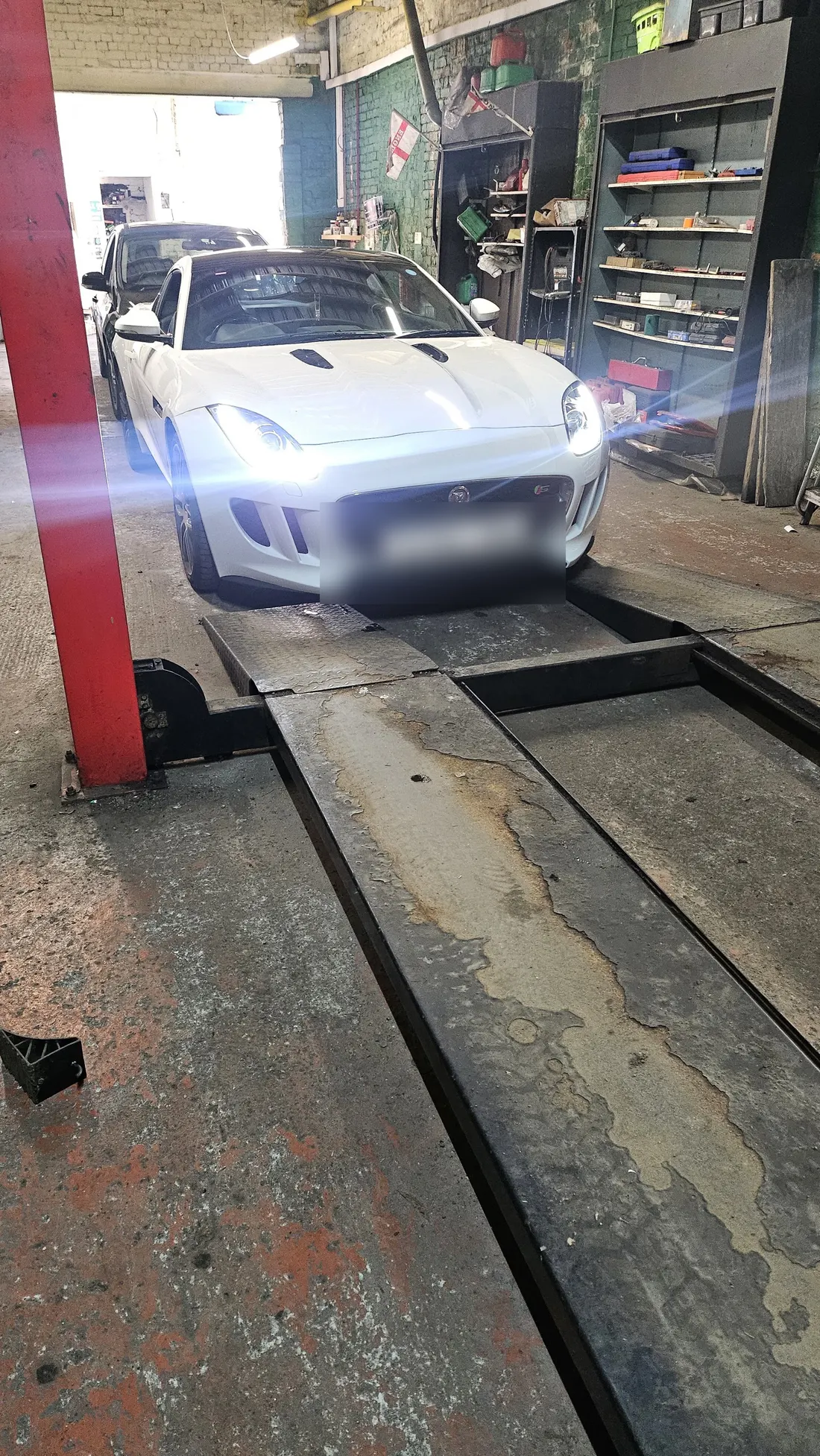 A white Jaguar on the long ramps